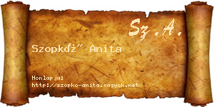 Szopkó Anita névjegykártya
